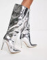 Фото #2 товара Steve Madden – Dignify – Absatzstiefel in Kroko-Silber