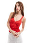 Фото #1 товара Miss Selfridge lace trim cami in red