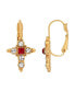 ფოტო #1 პროდუქტის 14K Gold-Dipped Crystal Dark Red Cross Earrings