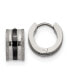 Stainless Steel Polished Black Plated Laser cut Hoop Earrings