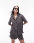 Topshop co-ord tonic short sleeve shirt in charcoal