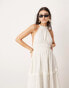 ASOS EDITION broderie halter maxi dress with open back in white