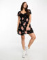 ASOS DESIGN Tall crochet bardot mini dress in dark floral print Dunkles Blumenmuster, 36 - фото #2