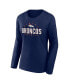 Women's Navy Denver Broncos Plus Size Foiled Play Long Sleeve T-shirt