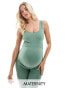 Mamalicious Maternity seamless vest top co-ord in ivy green Dunkles Efeugrün - фото #1