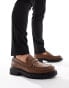 Truffle Collection woven chunky penny loafers in brown