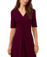 ფოტო #3 პროდუქტის Women's V-Neck Twist-Front Elbow-Sleeve Midi Dress