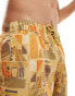 ASOS DESIGN swim shorts in mid length in vintage Aztec print