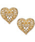 Gold-Tone Filigree Heart Stud Earrings