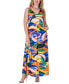 Print Sleeveless V Neck Maxi Pocket Dress