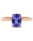 ფოტო #1 პროდუქტის Tanzanite Emerald-Cut Solitaire Ring in 10k Rose Gold
