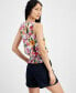 Фото #2 товара Women's Printed Sleeveless Smocked Tank Top, Created for Macy's