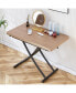 Minimalist lifting table with wooden sticker top & faux leather chairs