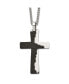 ფოტო #1 პროდუქტის Black IP-plated Etched Broken Prayer Cross Pendant Curb Chain