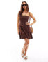 Фото #2 товара ASOS DESIGN mini bandeau dress with tiered skirt in chocolate