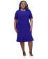 ფოტო #1 პროდუქტის Women's Round-Neck Short-Sleeve Ruffle-Hem Dress