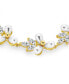 ფოტო #3 პროდუქტის Bridal Wedding Multi Flowers CZ Leaf Genuine White Freshwater Cultured Pearl Bracelet For Women 18K Gold Plated 7 Inch