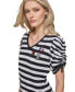 Women's Ruched-Sleeve Striped Top