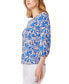 Women's Floral-Print Moss Crepe 3/4-Sleeve Top