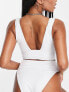 ASOS DESIGN Fuller Bust mix and match deep band ruched crop bikini top in white