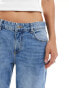 Bershka low rise straight leg jeans in mid blue