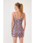 Women's Double Ruched Skinny Floral Mini Dress