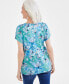 ფოტო #2 პროდუქტის Petite Floral Pleat-Neck Knit Top, Created for Macy's