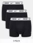 Nike cotton stretch 3 pack trunks in black with white waistband