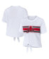 ფოტო #1 პროდუქტის Women's White Chicago Bulls Tie-Front T-shirt