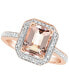 Morganite (2 ct. t.w.) and Diamond (1/4 ct. t.w.) Ring in 14K Rose Gold-Plated Sterling Silver