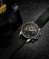 ფოტო #2 პროდუქტის Men's Quartz Green Genuine Leather Strap Watch 45mm