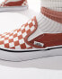 Vans classic slip on trainers in burnt orange and white checkerboard