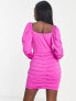 Фото #3 товара AX Paris square neck ruched mini dress in hot pink