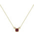 ფოტო #1 პროდუქტის Cushion Ruby Gemstone Round Natural Diamond 14K Yellow Gold Birthstone Necklace