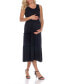 Maternity Plus Size Scoop Neck Tiered Midi Dress