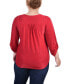 ფოტო #2 პროდუქტის Plus Size 3/4 Roll Tab Zip Front Jacquard Knit Top