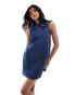 Фото #2 товара ASOS DESIGN denim shift dress with collar in midwash blue