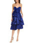 Фото #1 товара Carolina Herrera Sweetheart Silk Cocktail Dress Women's Blue 6