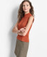 Women's Solid Ribbed Sleeveless Mock-Neck Blouse