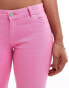 Фото #4 товара Monki stretch trousers with flare leg in washed pink