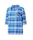 ფოტო #1 პროდუქტის Women's Royal New York Islanders Mainstay Flannel Full-Button Three-Quarter Sleeve Nightshirt