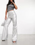 Amy Lynn matte Lupe wide leg trouser in silver