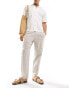 Abercrombie & Fitch pull on linen blend pleated loose fit trousers in beige Бежевый, XS - W26-W28 - фото #1