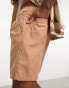 Фото #2 товара ASOS DESIGN pleated shorts in mid length in tan