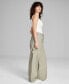Фото #3 товара Women's Linen Blend Cargo Pants, Created for Macy's