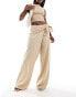 Фото #1 товара Mango wrap front linen mix trouser in beige