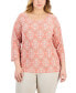 Plus Size Medallion Printed Jacquard Top, Created for Macy's