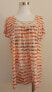 Style & Co Women's Scoop Neck lace Inset Striped Blouse Red Orange L