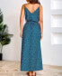 Women's Green V-Neck Split Maxi Beach Dress Синий, Large - фото #3