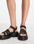 Barbour International – Luna – Sandalen in Schwarz mit dicker Sohle